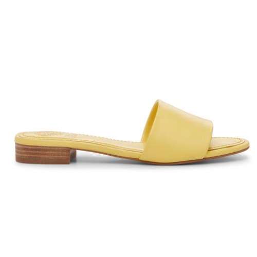 Vince Camuto Meren Sandals Women's US 6.5 Lemon Leather Slip On Slide ZAP1756