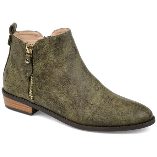 Journee Collection Ellis Boots Women's 8 Olive Faux Leather Ankle Bootie ZAP1685