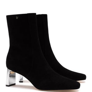 Larroude Alexis Boots Women's US 9 Black Leather Side Zip Ankle Bootie ZAP1776