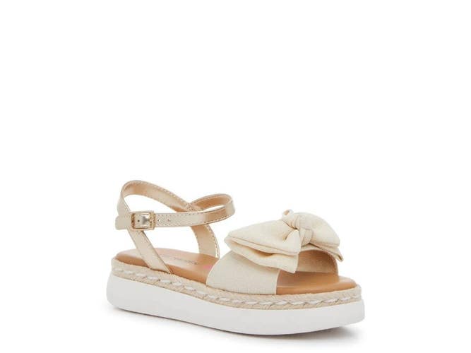 Steve Madden Jamuse Sandal Girls 3 Beige Bow Detail Esdpadrille Platform ZAP1580