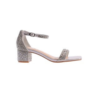 Lady Couture Dazzle Sandals Women's US 10 Silver Rhinestone Block Heel ZAP1627