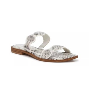 Dolce Vita Impala Sandals Women's US 8 White Gray Snake Print Slip On ZAP1639