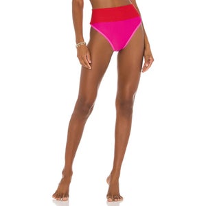 Beach Riot Emmy Bikini Bottoms Women's Small Fuchsia Red Ribbed Swimwear JZZ712