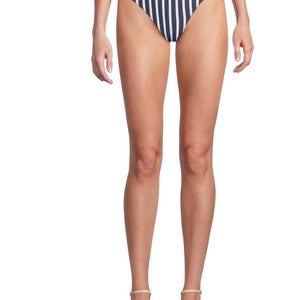 Tommy Bahama Coastline Bikini Bottoms Womens Small Navy Stripe High-Waist JZZ804