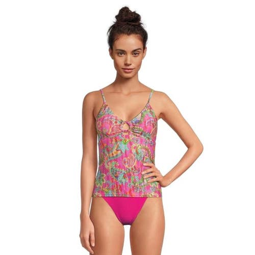 BECCA Polynesia Tankini Top Women's Medium Multicolor Stretch Swimwear JZZ681