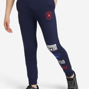 Converse Joggers Kids Medium Blue All Over Print Capsule Fit Tapered Leg JZZ787
