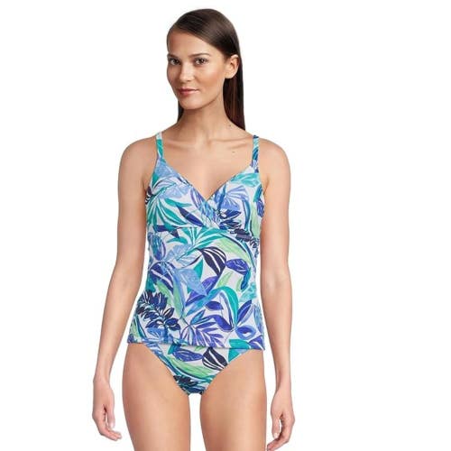 Tommy Bahama Island Cays Marina Tankini Top Women's Large Blue Swimwear JZZ777