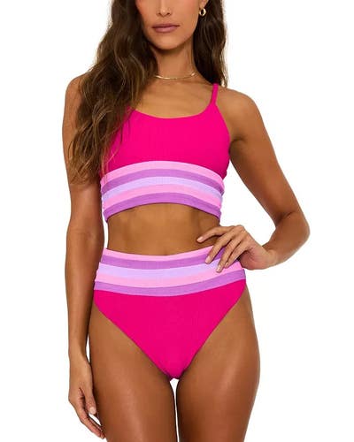 Beach Riot Millie Bikini Bottom Women's Small Multi Stretch High-Waisted JZZ763