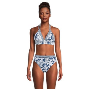 Tommy Bahama Island Cays Blooms Bikini Top Women's Small Blue Halter Neck JZZ774