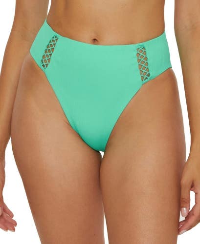 BECCA Modern Edge Rib Elise Bikini Bottom Women's Medium Green French Cut JZZ780