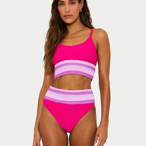 Beach Riot Millie Bikini Bottom Women's M Pink Colorblock High-Waisted JZZ801