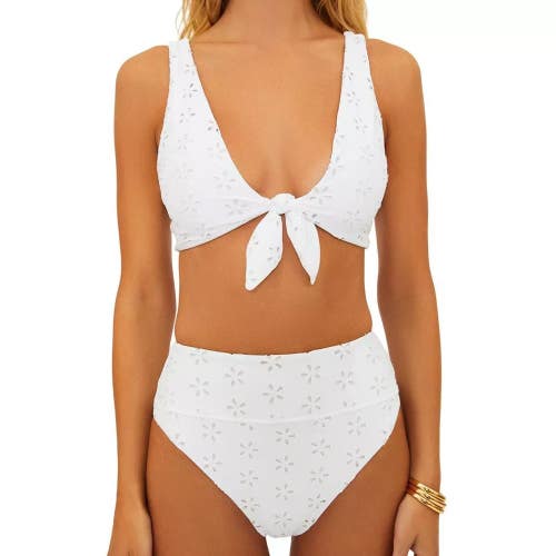 Beach Riot Dallas Bikini Top Women's Large White Knot Front Stretch Beach JZZ708