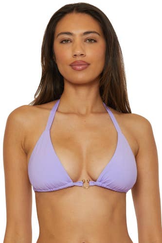 Becca Color Code Triangle Top Women D-Cup Bellflower Tie Back Halter Neck JZZ725