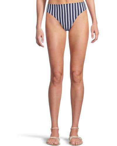 Tommy Bahama Coastline Bikini Bottoms Womens Large Navy Stripe High-Waist JZZ756