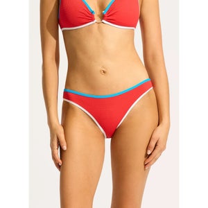 Seafolly Beach Bound Bikini Bottom Women's 8 Flame Low Rise Hipster Beach JZZ715