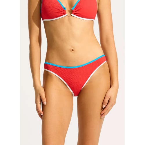 Seafolly Beach Bound Bikini Bottom Women's 8 Flame Low Rise Hipster Beach JZZ715