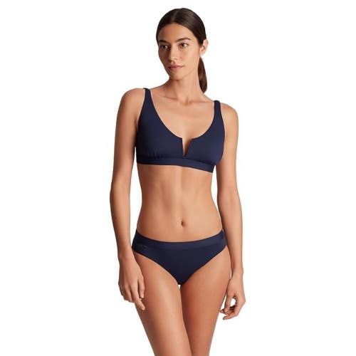 Lauren Ralph Lauren Beach Club Solid Bikini Top Women's 12 Navy Swimwear JZZ726