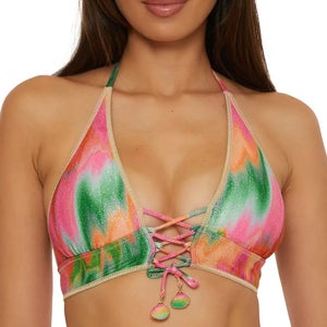 Becca Mira Bikini Top Women's D-Cup Multi Tie Dye Halter Neck Swimwear JZZ731