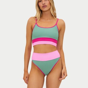 Beach Riot Emmy Bikini Bottom Womens Medium Multi Colorblock High-Waisted JZZ821