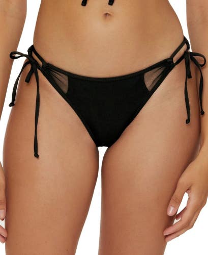 Becca Muse Bikini Bottom Womens Medium Black Sheer Cut Out Emelia Hipster JZZ718