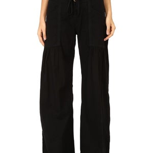 XCVI Willow Pants Women's Small Black Poplin Wide Leg Drawstring Waist GBO2186