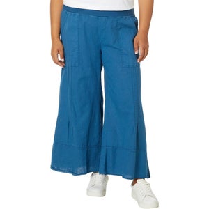 XCVI Garni Crop Pants Women Large Poseidon Linen Blend Flared Leg Casual GBO2567