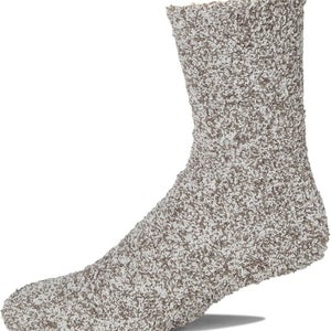 Barefoot Dreams CozyChic Unisex L-XL Charcoal White Stretch Crew Socks GBO2558