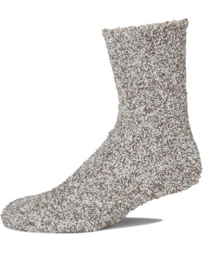 Barefoot Dreams CozyChic Unisex L-XL Charcoal White Stretch Crew Socks GBO2558