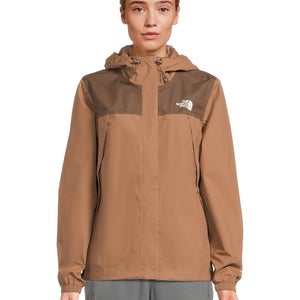 The North Face Antora Rain Jacket Womens XL Smokey Brown Full Zip Hooded GBO2563