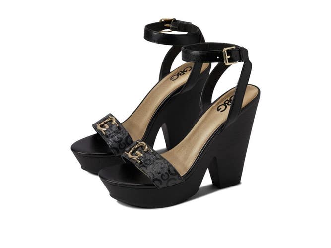 GBG Los Angeles Selah Sandals Womens US 7.5 Black Block Heel Ankle Strap ZAP1250