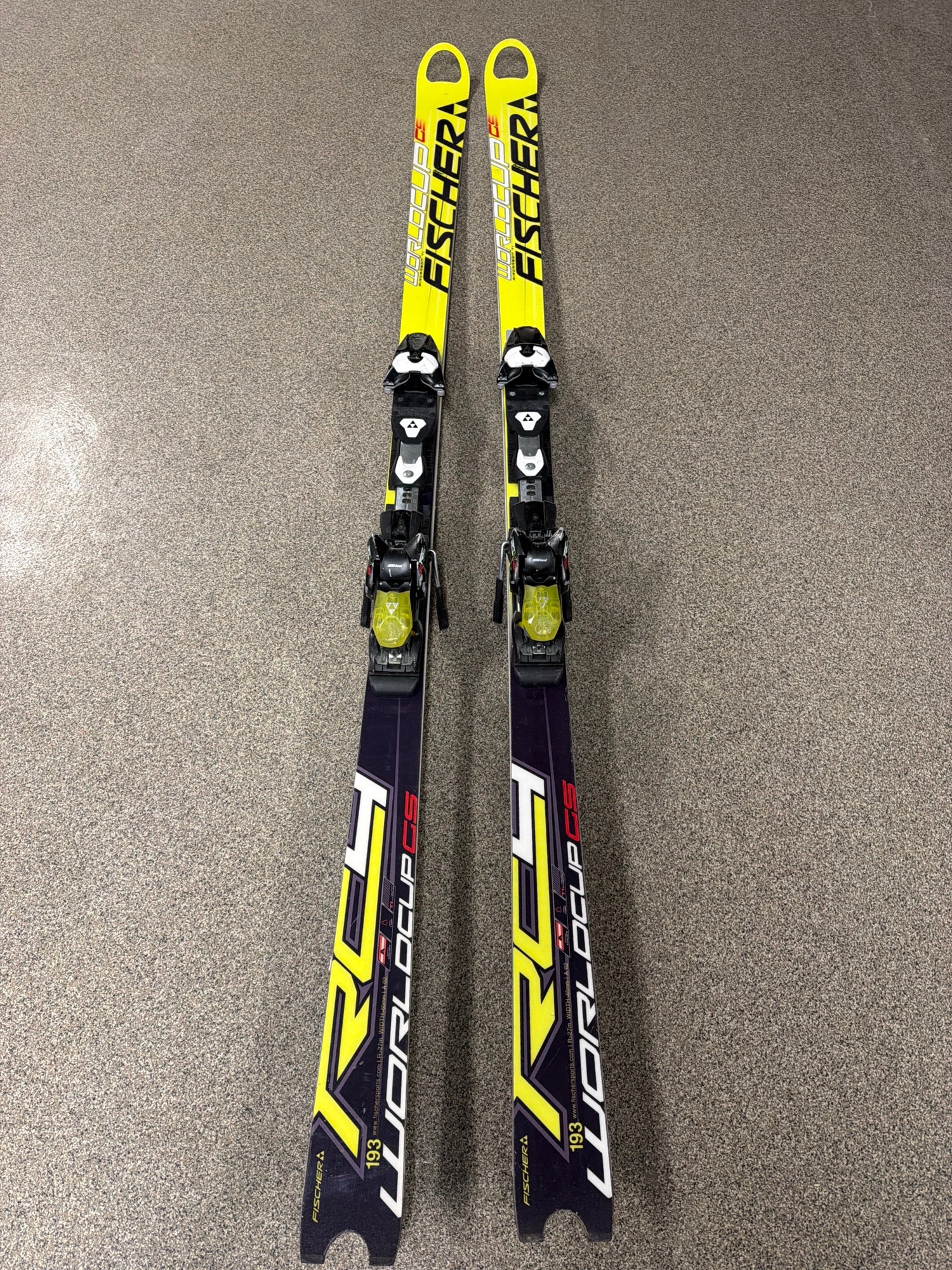 Fischer RC4 WC GS 193 cm Racing Skis With New Elan Bindings