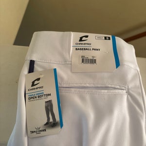 White Men's Small Adult Champro Game Pants with black piping (New)