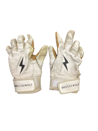 Used BRUCE BOLT BB/SB Batting Gloves White LG 11613-S000176133