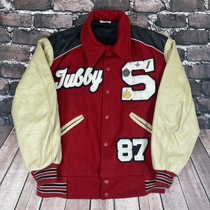 Vintage 1987 Shawano Hawks Wisconsin Varsity Letterman Jacket Tubby Mens Large
