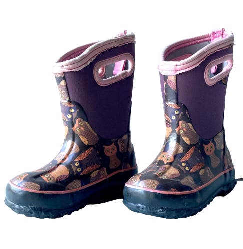 BOGS Kids/Boys/Girls K Classic Owl Waterproof Winter Rain Snow Boots ~ Size 8