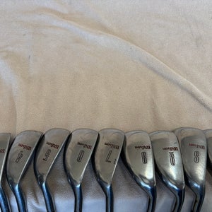 Men's Wilson Turf Rider RH Iron Set Regular Flex (9 Clubs) #3 - #9, PW, SW Steel Shaft (Used)