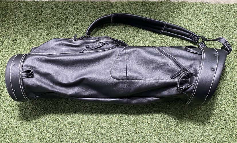 Sun Mountain Leather Sunday Carry Bag Black 4-Way Divide Single Strap Golf Bag