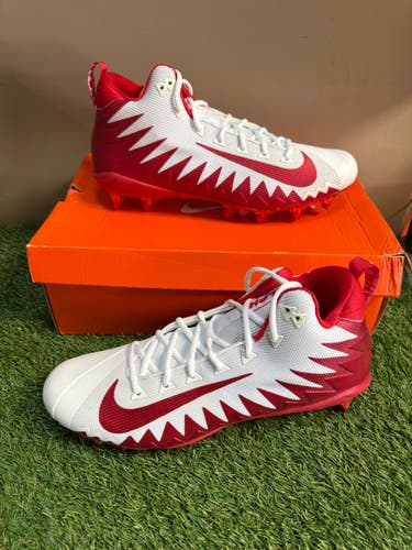Nike Alpha Menace Pro Mid TD Red White Football Cleats PE Mens 13 871451-168 NEW