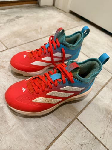 Blue and orange boy’s 3Y Adidas Adizero Molded Cleats (Used)