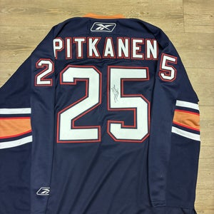 Joni Pitkanen #25 Edmonton Oilers Reebok NHL Signed Jersey - XL
