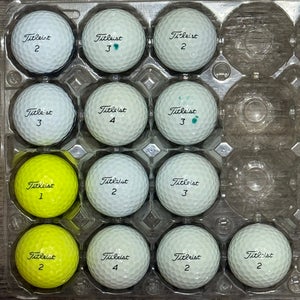 13 Titleist Tour Speed Golf Balls - Some Stripe, Yellow (5A)