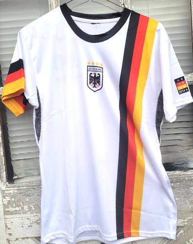 (Used) 2014 Germany White Deutschland Soccer Polyester Replica Jersey Size Medium-Large