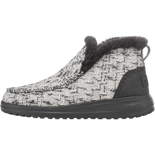 Hey Dude Denny Boots Womens US 7 White Black Moc Toe Slip On Casual Bootie DAB54