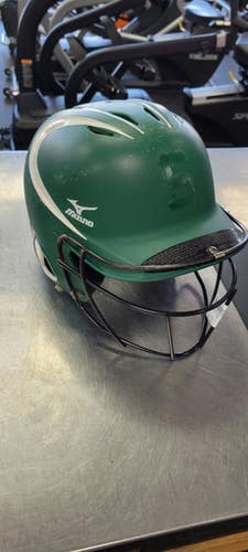Used Mizuno 7 3/8 - 7 7/8 L/XL Batting Helmet w/Mask Green L/XL 11497-S000155091