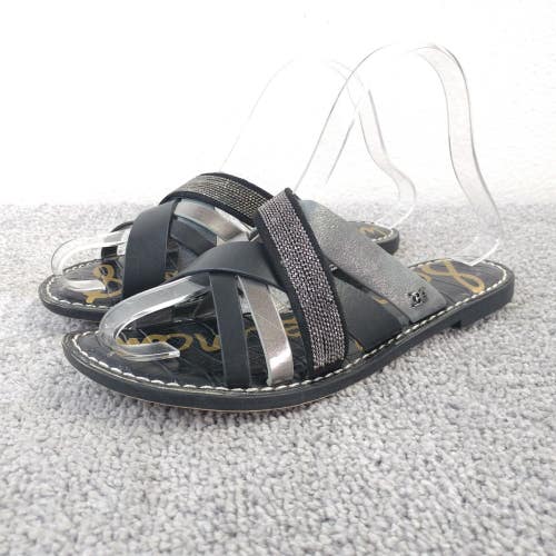 Sam Edelman Glennia Slide Sandals Womens Size 6 Shoes Slip On Black Silver