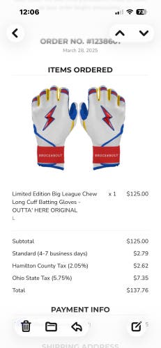 Large Batting Gloves (New)