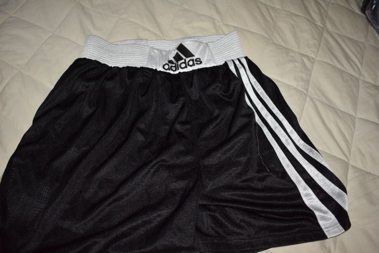 Adidas 3 Stripe Boxing/Sports Shorts, Black/White, Adult XL