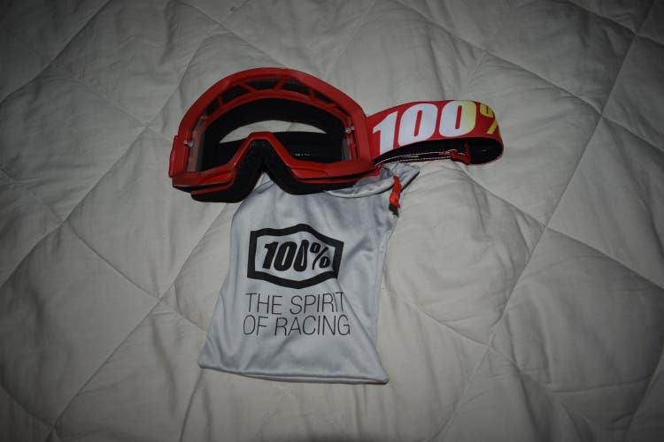 100% Sports Racing Goggles w/ Bag, Red - New Condition!