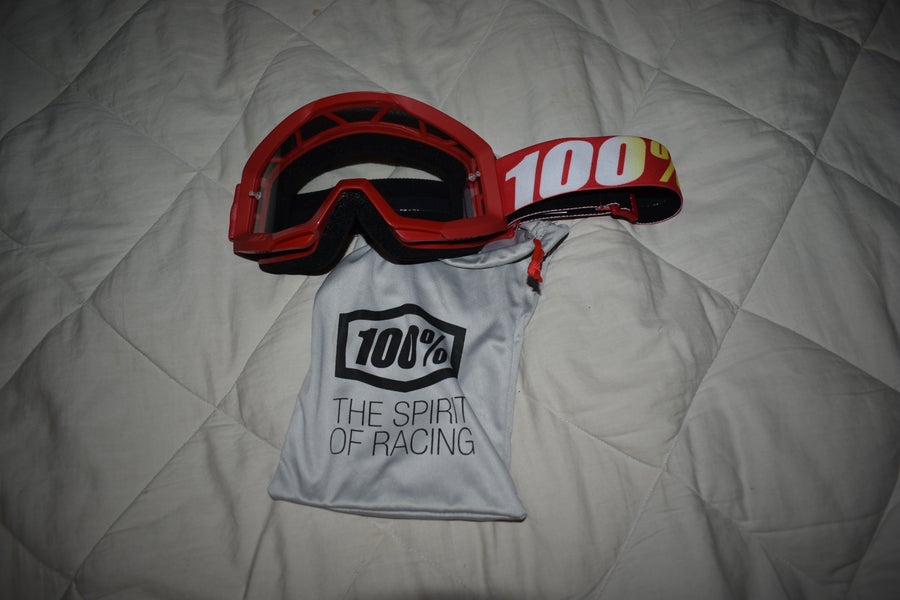 100% Sports Racing Goggles w/ Bag, Red - New Condition!