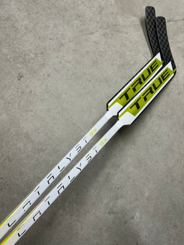 2 PACK 24” Paddle Senior True Catalyst 9x Regular Goalie Stick NHL White/Black/Gold  (New)